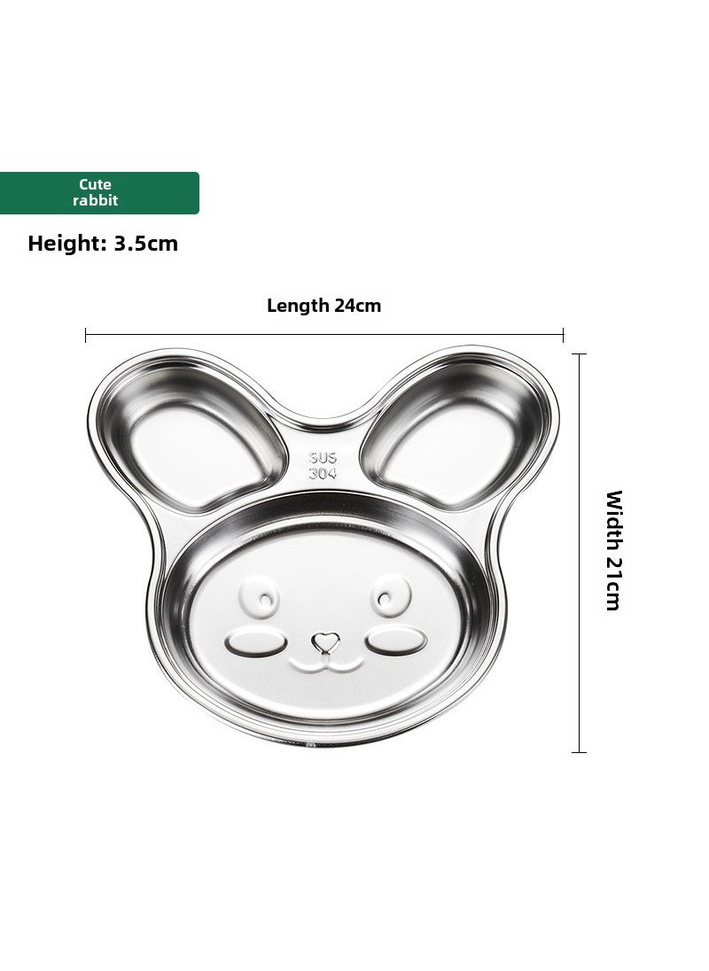 Generic - 304 Stainless Steel Partitioned Dinner Plate for Kids Bunny - Image 1