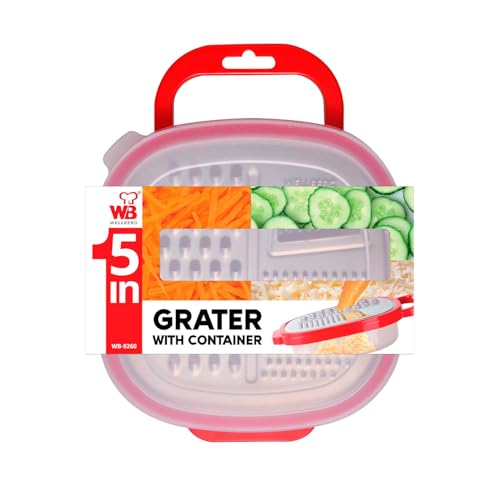 Wellberg 5 in 1 Stainless Steel Greater with Attachable Container for Grated Food, Cheese Box Grater, Food Chopper, Wave Cutter, Multi-Purpose Shredder and Grater, Container Comes with Lid - Image 2