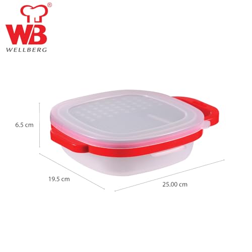 Wellberg 5 in 1 Stainless Steel Greater with Attachable Container for Grated Food, Cheese Box Grater, Food Chopper, Wave Cutter, Multi-Purpose Shredder and Grater, Container Comes with Lid - Image 3