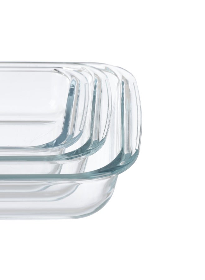 Oven Roaster set, 3 pieces(S/M/L) , Rectangular, Tempered Glass - Transparent - Image 4