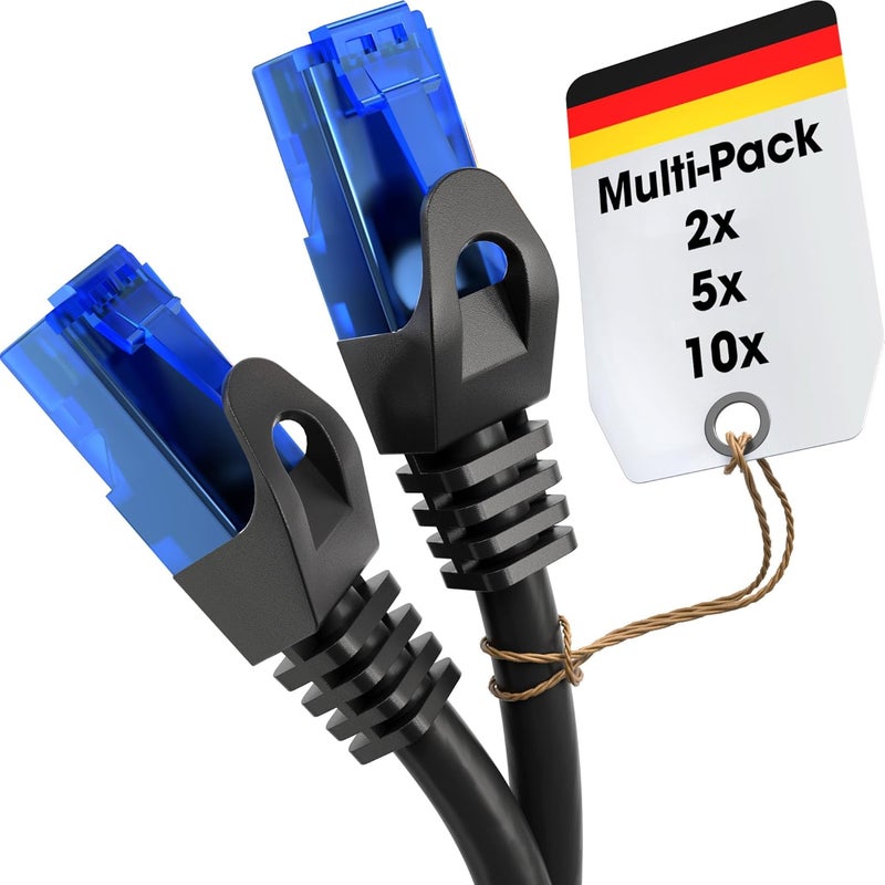 KabelDirekt – Network Cable – Transfers 5Gbps & fibre optic internet speed – Ethernet & LAN Cable – 5x 30m, Available in 0.25-30m – For Gigabit networks, routers/modems, RJ45 (black/blue) - Image 1