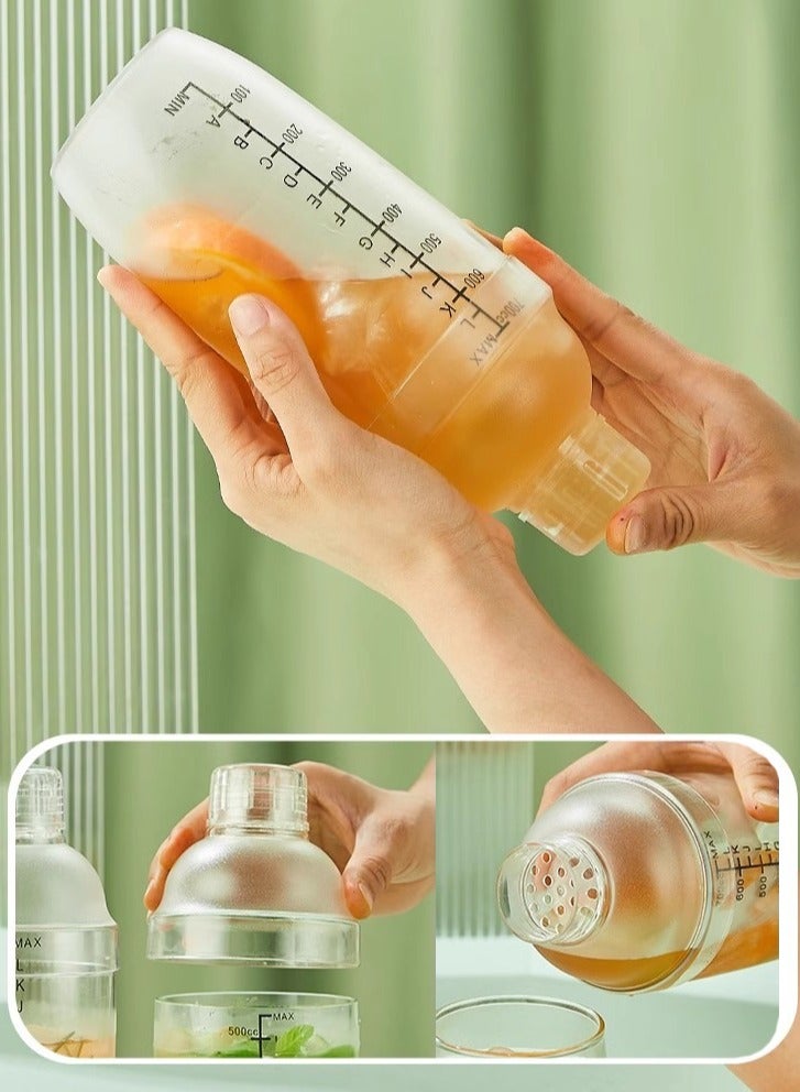 700ml Four-Stage Plastic tea Shaker - Bartender Tool, BPA-Free, with Clear Measurements and Honeycomb Filter for Perfect Cocktails and Milk Tea  - Image 4