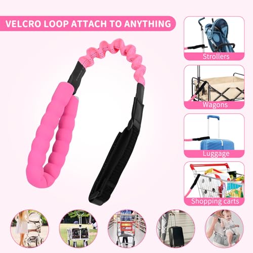 ONEDONE Stroller Handle for Toddler Travel 20" Stroller Strap for Kids to Hold Handle for Strollers, Wagons, Shopping Carts Soft Handle for Child Safety Keep Kids Close Pink - Image 2