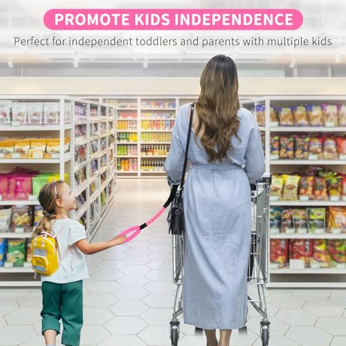 ONEDONE Stroller Handle for Toddler Travel 20" Stroller Strap for Kids to Hold Handle for Strollers, Wagons, Shopping Carts Soft Handle for Child Safety Keep Kids Close Pink - Image 4