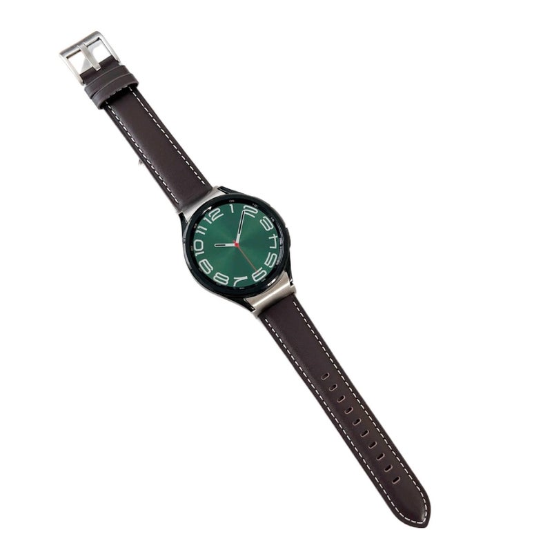 Adjustable Leather Classic Strap Smartwatch Band Compatible with Samsung Galaxy Watch 6 with Fit Replacement Strap Green - Image 5