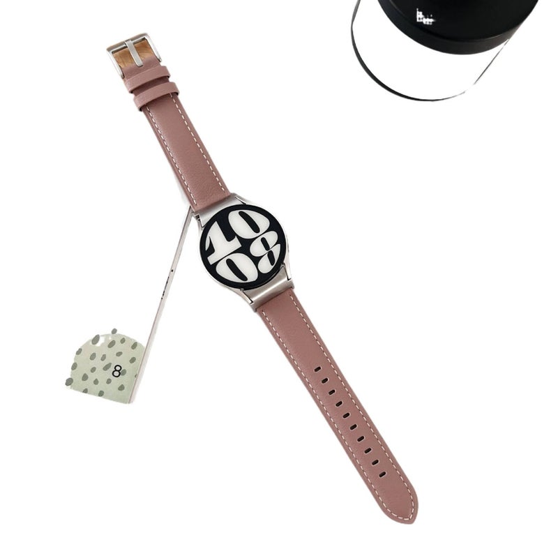 Adjustable Leather Classic Strap Smartwatch Band Compatible with Samsung Galaxy Watch 6 with Fit Replacement Strap Green - Image 3