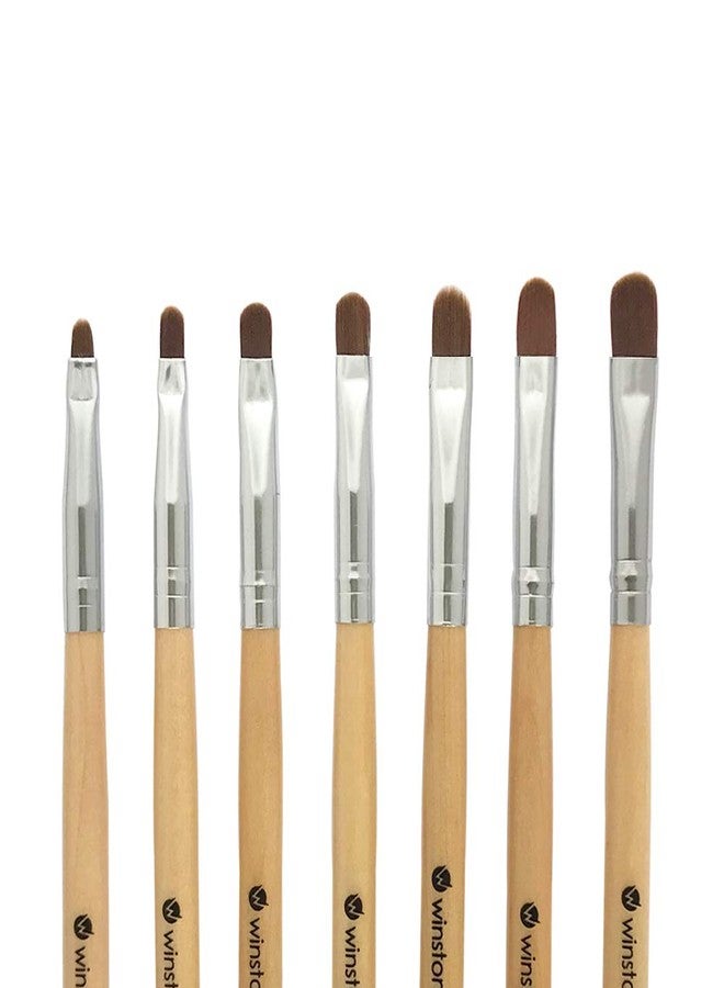 Winstonia 7pcs Gel Nail Brush Set for Nail Tips Builder & Overlay, Sculpting, Poly Gel, and Extensions. Oval Size Brushes Manicure Painting Pen - WOODEN ALLURE - Image 1
