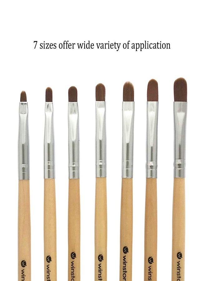 Winstonia 7pcs Gel Nail Brush Set for Nail Tips Builder & Overlay, Sculpting, Poly Gel, and Extensions. Oval Size Brushes Manicure Painting Pen - WOODEN ALLURE - Image 4