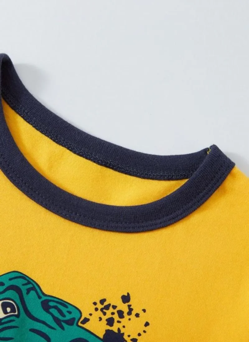 YUNIQEE Yellow Printed  Round Neck T-shirt