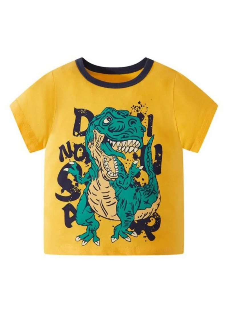 YUNIQEE Yellow Printed  Round Neck T-shirt