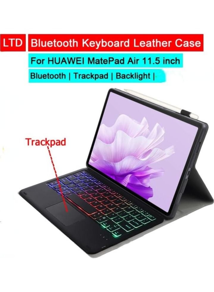 Touchpad Keyboard Case Compatible with Huawei Matepad 11.5 inch/Air 11.5 inch 2023/ Matepad 11.5S 2024, Magnetic Removable Wireless Colorful Backlit Keyboard Cover - Image 2