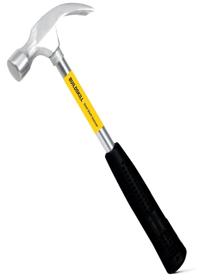 Buildskill Steel Shaft Hammer 8 Oz - Forged Steel Head for Superior Strength & Durability - Carpenter Tools for Wood Work, Home and Professional, 2 in 1 Combination Claw & Flat Head, 400gm (Pack of 1) - Image 1