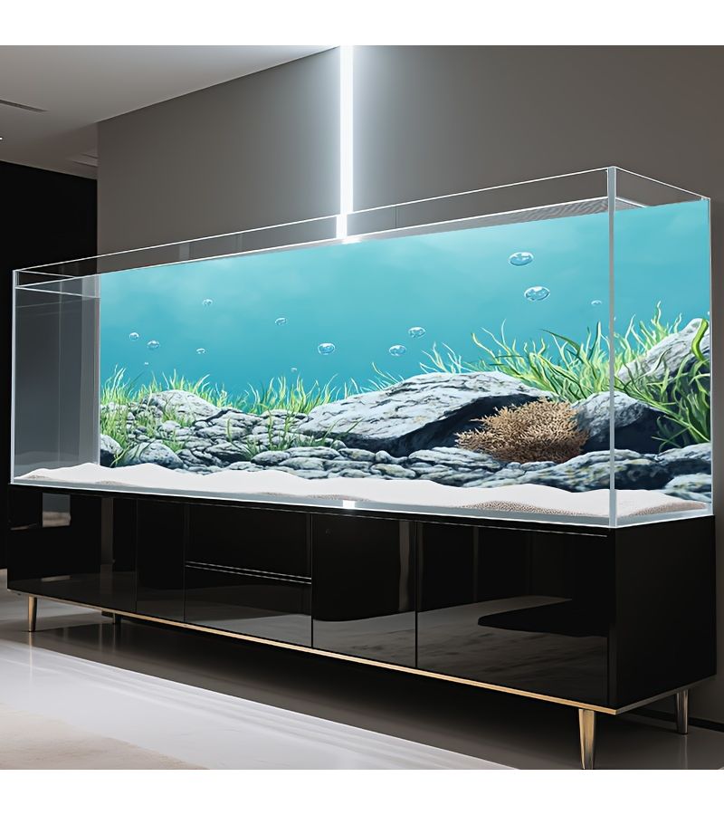 1 Sheet 47.2x24in Underwater Landscape Mural Sticker for Fish Tank Decoration Aquatic Plants Rocks Scene Sun Resistant Vinyl Art - Image 4