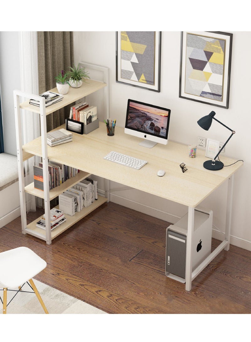 ZUIHAO ZUIHAO Computer Desk with Shelves 100x55x111cm Writing Desk with Storage Bookshelf  Corner Desk with Shelves beige Home Office Desk with Bookshelf Easy Assemble  - Image 1