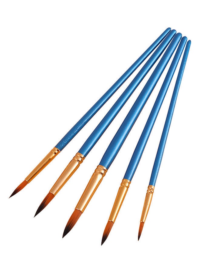 NIBEMINENT 5-Piece Round Paint Brush Set Blue/Golden/Brown - Image 1