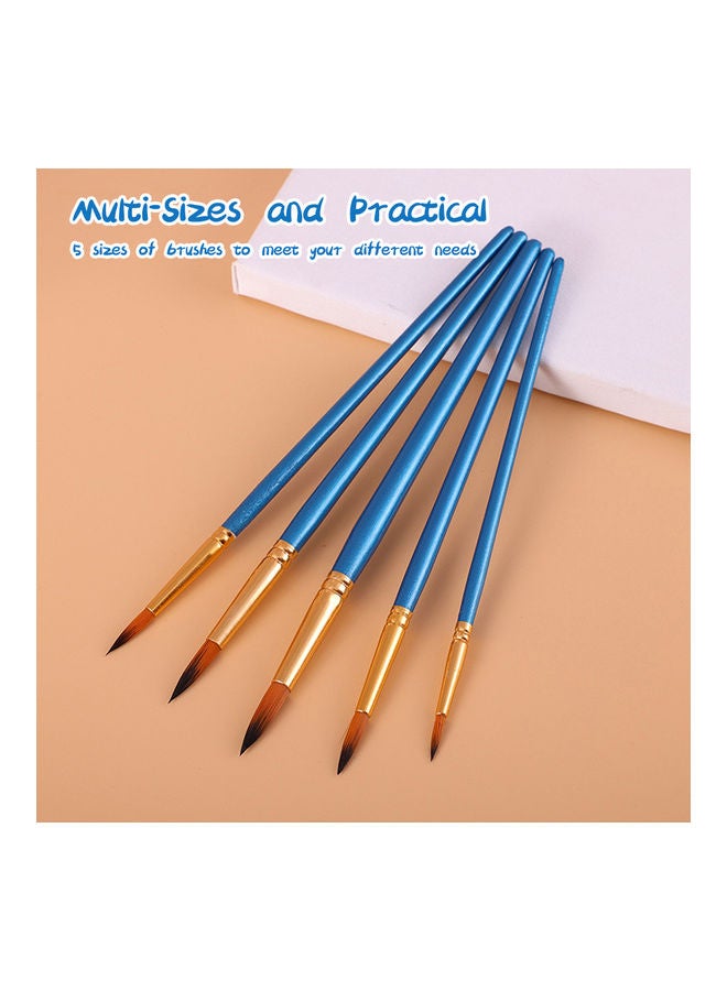 NIBEMINENT 5-Piece Round Paint Brush Set Blue/Golden/Brown - Image 3