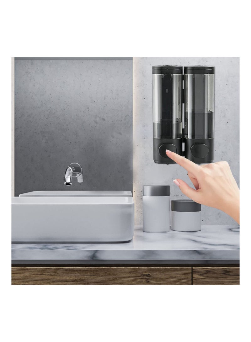 2-Chamber Soap Dispensers Wall Mount Commercial Dispenser Manual Hand Shampoo Shower Gel Lotion Container with  Home Bath Kitchen - Image 2