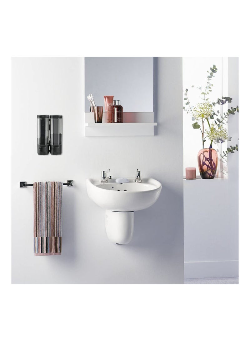2-Chamber Soap Dispensers Wall Mount Commercial Dispenser Manual Hand Shampoo Shower Gel Lotion Container with  Home Bath Kitchen - Image 5