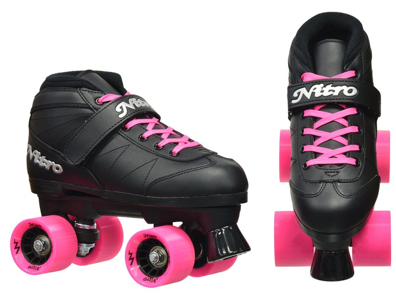 Epic Skates Super Nitro Indoor/Outdoor Quad Speed Roller Skates, Black/Pink, Adult 7 - Image 3