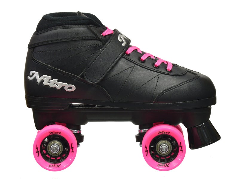 Epic Skates Super Nitro Indoor/Outdoor Quad Speed Roller Skates, Black/Pink, Adult 7 - Image 5
