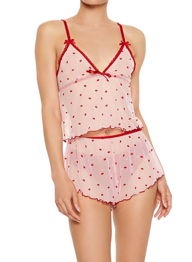 FOREVER 21 Lipstick Kiss Cami & Shorts Pajama Set  - Image 1