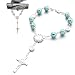 SHMZK Car Rosary for Rearview Mirror Personalized Blessing Hanging Pendant for Car Rear View Mirror Cross Rosary Ornament Interior Decor for Most Vehicles Car Accessories Blue - Image 2