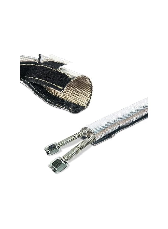 S-TOP Heat Shroud Sleeve Aluminized Sleeving Aluminized Hose and Silver Hose Wire Protection Barrier with Hook and Loop Closure, 3/4"I.D.x 10FT- 1" I.D.x 10FT - Image 2