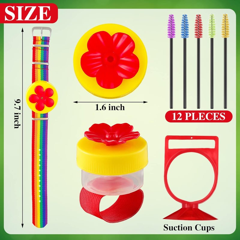 Skyley Hummingbird Feeder Set 3 Pcs Handheld Hummingbird Feeders 12 Hummingbird Cleaning Brushes Perch Adjustable Wrist Hummingbird Feeder Hummingbird Ring Feeder Hummingbird Hand Feeder with Suction Cups - Image 2