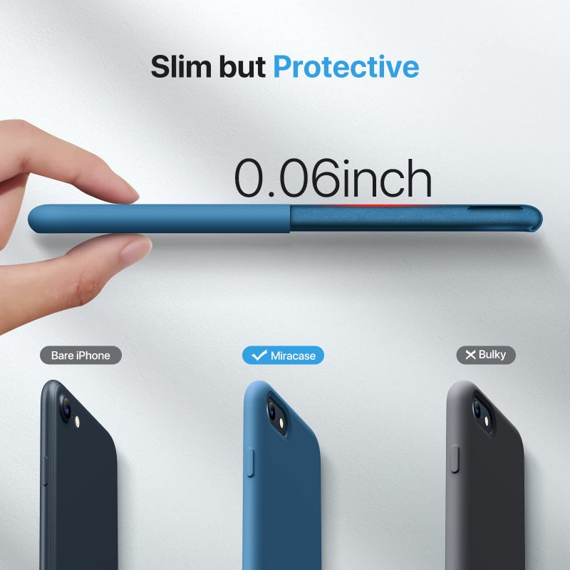 Miracase Ultra Slim Designed for iPhone SE Case 2022(3rd Gen)/iPhone SE 2020 Case(2nd Gen)/iPhone 7 Case/iPhone 8 Case with Screen Protector, Multi-Color Silicone Shockproof Phone Case(Capri Blue) - Image 3