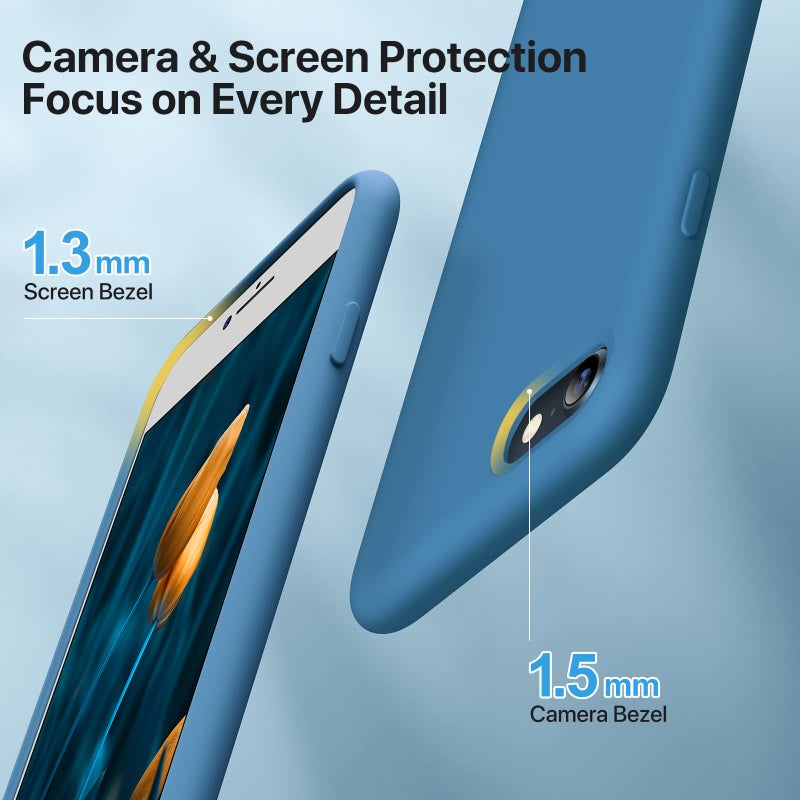 Miracase Ultra Slim Designed for iPhone SE Case 2022(3rd Gen)/iPhone SE 2020 Case(2nd Gen)/iPhone 7 Case/iPhone 8 Case with Screen Protector, Multi-Color Silicone Shockproof Phone Case(Capri Blue) - Image 4