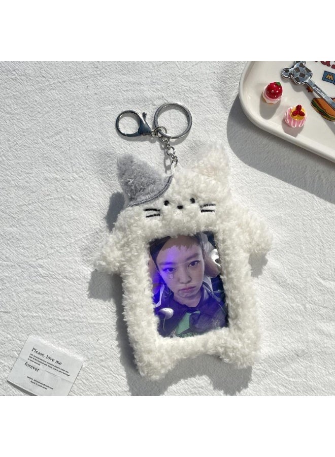 NIBEMINENT 1 - Piece Cute Kitten And Rabbit Kpop Photo Card Holder Pendant Key Chain ID Badge Holder ID Card Holder Photo Card Protector for School ID Office ID Access Card for Women Girls