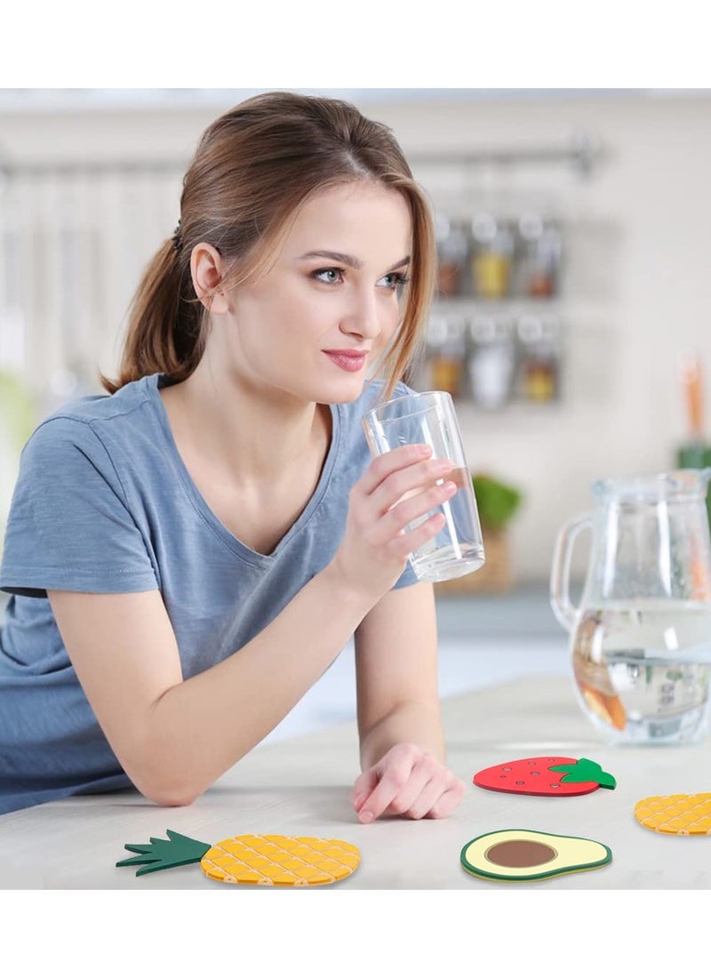 Excefore اللوحات الدائرية للشرب من السيليكون، لوحة فواكه ملونة، لوحات سيليكون ملونة، لوحات فواكه جميلة ومبتكرة وغير قابلة للانزلاق، ألواح للشرب لحماية الطاولة (9 قطع) - Image 4