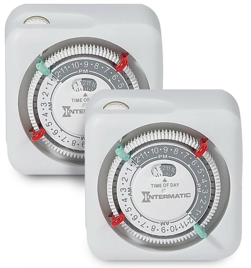 Intermatic TN111K 15-Amp Indoor Timer - Versatile 24-Hour Control - Easy Manual Override and Single 2-Prong Design (2 Pack) - Image 1