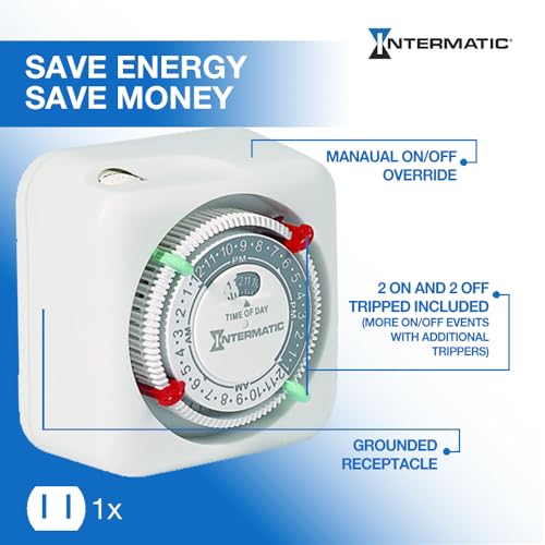 Intermatic TN111K 15-Amp Indoor Timer - Versatile 24-Hour Control - Easy Manual Override and Single 2-Prong Design (2 Pack) - Image 3