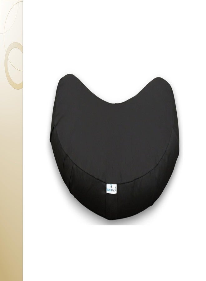 NutriBuck® Large Crescent Zafu Meditation Cushion Filled with Buckwheat Hulls, This Unique Crescent Design Offers Optimal Comfort and Support for Your Meditative Journey (L-GraaeY, Large) - Image 1