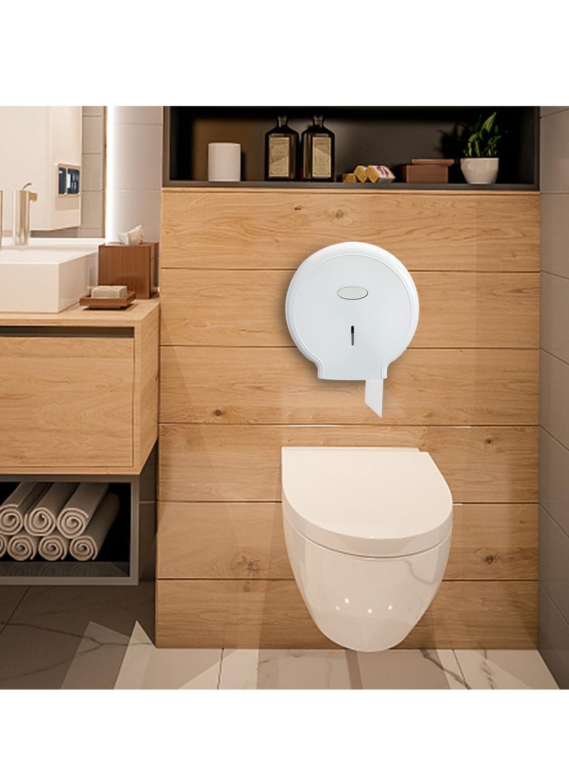 SYOSI - Wall Mounted Toilet Roll Dispenser 10.6×11.0×4.7inch Jumbo Toilet Paper Holder for Bathroom Waterproof and Durable No Punching Required Plastic Paper Dispenser for School Bathroom Office White - Image 1
