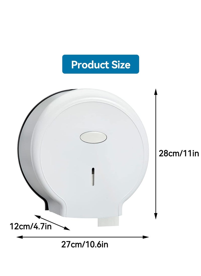 SYOSI - Wall Mounted Toilet Roll Dispenser 10.6×11.0×4.7inch Jumbo Toilet Paper Holder for Bathroom Waterproof and Durable No Punching Required Plastic Paper Dispenser for School Bathroom Office White - Image 1