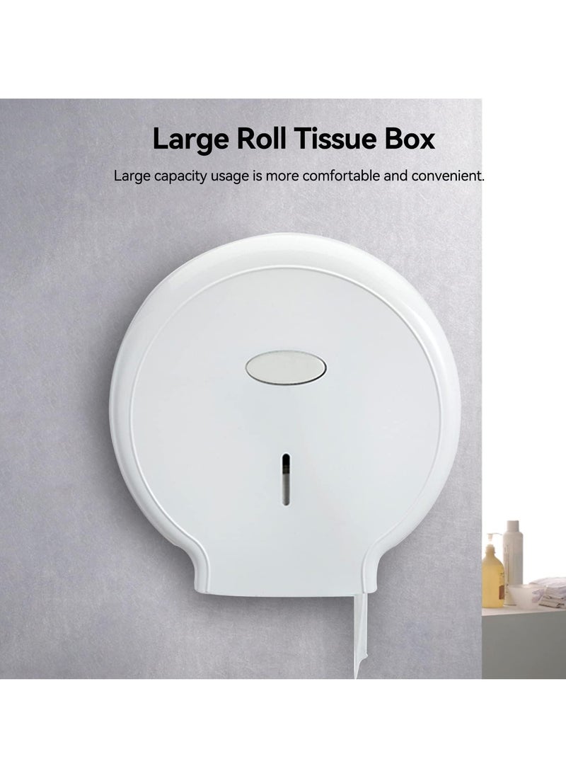 SYOSI - Wall Mounted Toilet Roll Dispenser 10.6×11.0×4.7inch Jumbo Toilet Paper Holder for Bathroom Waterproof and Durable No Punching Required Plastic Paper Dispenser for School Bathroom Office White - Image 1