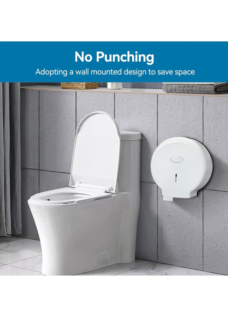 SYOSI - Wall Mounted Toilet Roll Dispenser 10.6×11.0×4.7inch Jumbo Toilet Paper Holder for Bathroom Waterproof and Durable No Punching Required Plastic Paper Dispenser for School Bathroom Office White - Image 1