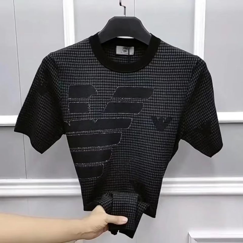 Ice Silk Knitted Short-Sleeved T-Shirt Men's Summer Thin Trendy Brand Ins Loose Five-Point Half-Sleeved Boys' T-Shirt Tops - Image 4