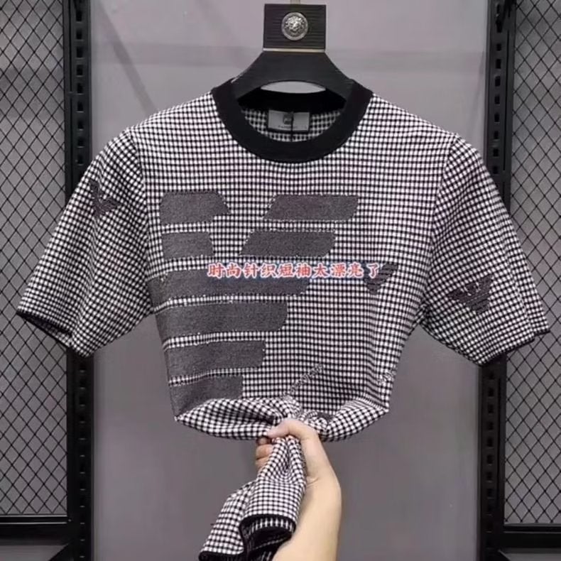 Ice Silk Knitted Short-Sleeved T-Shirt Men's Summer Thin Trendy Brand Ins Loose Five-Point Half-Sleeved Boys' T-Shirt Tops - Image 1