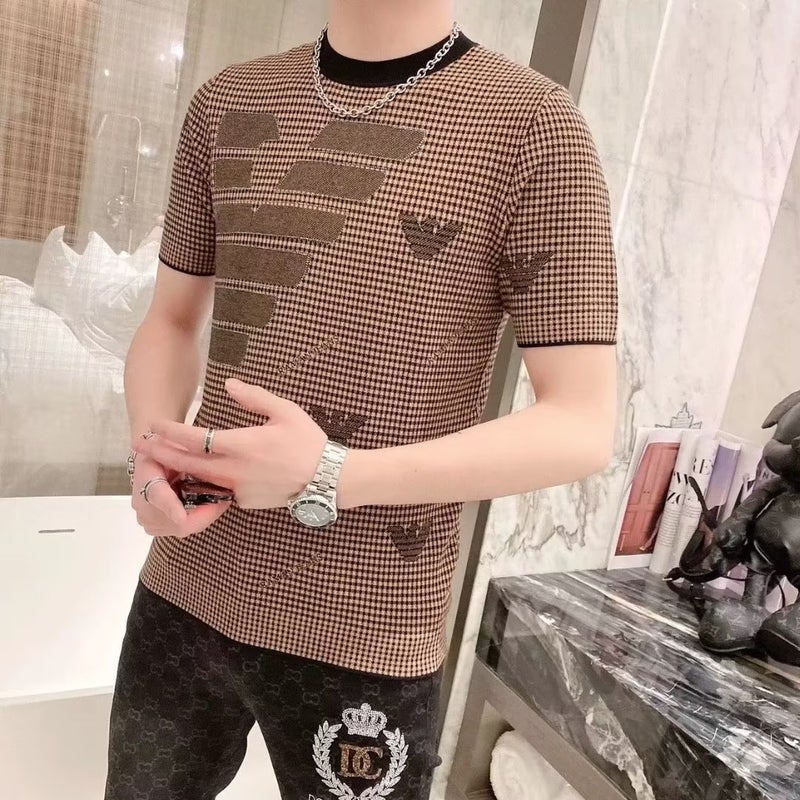 Ice Silk Knitted Short-Sleeved T-Shirt Men's Summer Thin Trendy Brand Ins Loose Five-Point Half-Sleeved Boys' T-Shirt Tops - Image 2