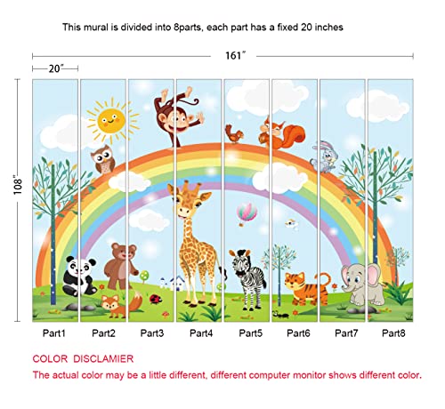 MFWFM Rainbow Kids Wallpaper Nursery Cartoon Animal Fairy Colorful Wall Mural for Bedroom Living Room (Not Peel n' Stick) - Image 5