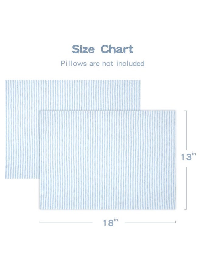 Zenssia Organic Cotton Toddler Pillowcase/Travel Pillowcase Pack of 2 Set 13x18 Inches with Envelope Closure - Soft & Breathable Baby Pillow Case Cover Blue Stripe - Image 4