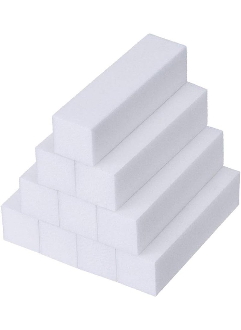 ericotry 10PCS White Square Sponge Nail File Art Buffer Buffing Sanding Block Grit Manicure Polisher Pedicure Nail Tool for Fingernails Toenails 