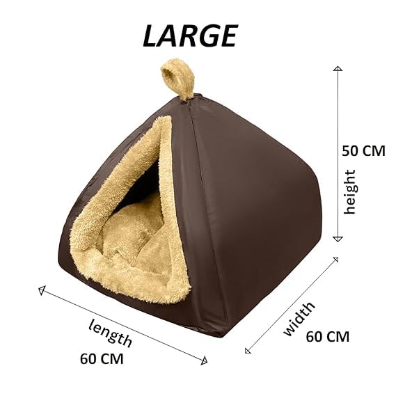 Fluffy's Dog Washable and cat Bed for Small & Medium Bed House |hut |cave |Toy Breeds |Indoor cat|Persian cat |Shih tzu Kitten |Puppy |pet |Tent |Kennel |Home (L, Brown) - Image 4