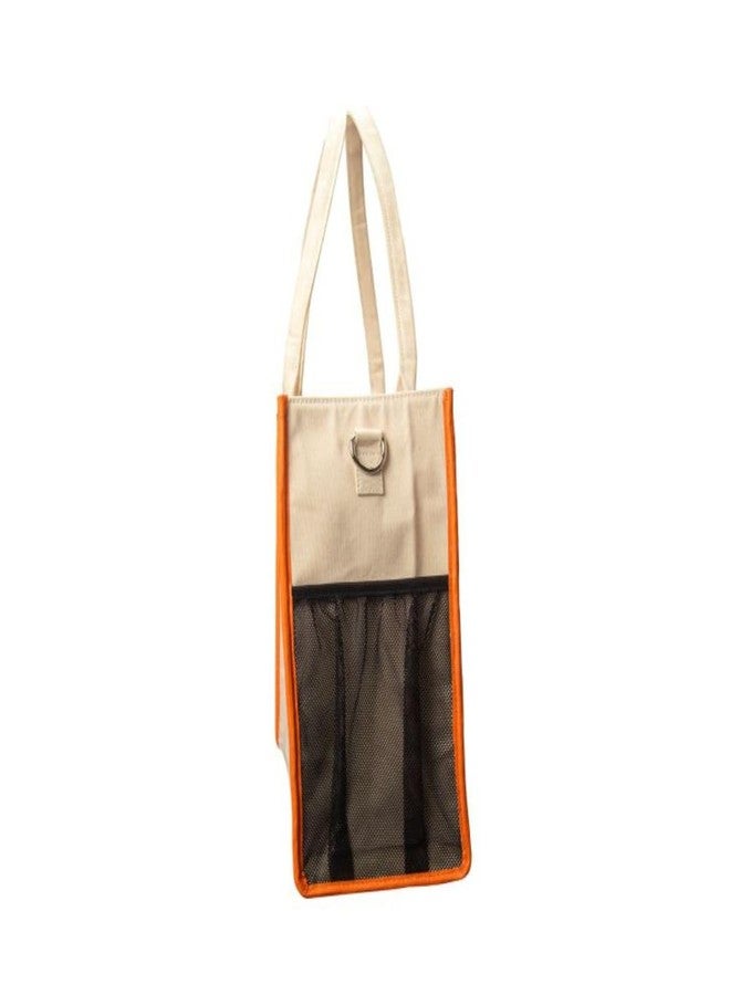 abrazo Canvas Tote Handbag with Shoulder Strap, Orange Accent Panel, Cream Colour - Image 3