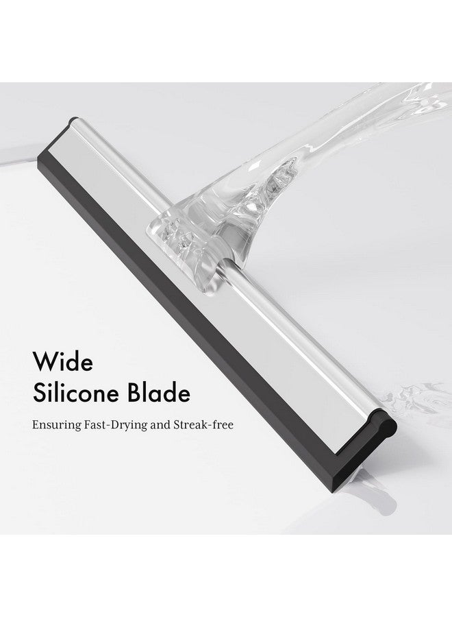 أمازيرباث ممسحة دش AmazerBath للأبواب الزجاجية، ممسحة متعددة الأغراض مع خطاف شفط وخطاف لاصق، ممسحة شفافة لزجاج الدش والنوافذ والمرايا والبلاط ونوافذ السيارات - 10 بوصات، شفافة - Image 4