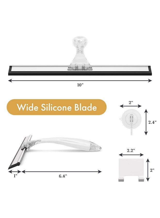 أمازيرباث ممسحة دش AmazerBath للأبواب الزجاجية، ممسحة متعددة الأغراض مع خطاف شفط وخطاف لاصق، ممسحة شفافة لزجاج الدش والنوافذ والمرايا والبلاط ونوافذ السيارات - 10 بوصات، شفافة - Image 1