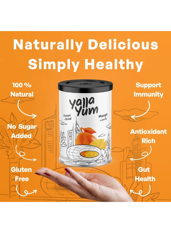 YallaYum Freeze-Dried Mango, 40g | 100% Fruit, Non-GMO, No Added Sugar, Gluten-Free,No Additives Added, Vegan, Made From 400g Fresh Mango | Healthy Snack for On-the-Go - Image 2